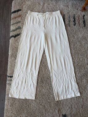 Andie Wide-Leg Lounge Pants in Cream